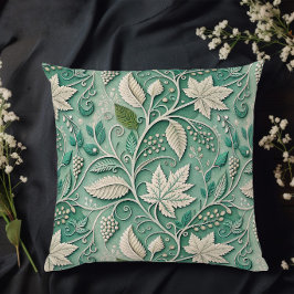 Pastelgroene beige vintage botanische patroon kussen