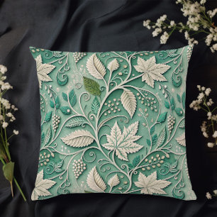 Pastelgroene beige vintage botanische patroon kussen