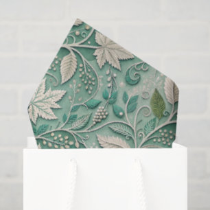 Pastelgroene beige vintage botanische patroon tissuepapier