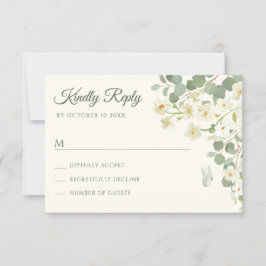 Pastelgroene bloemen RSVP kaartje