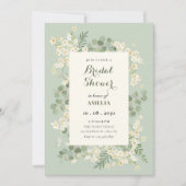 Pastelgroene bloemige bruidsdouche kaart (Voorkant)