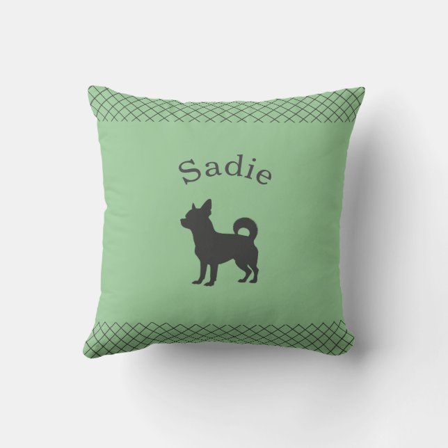 Pastelgroene Chihuahua Gepersonaliseerde Matching Kussen (Achterkant)