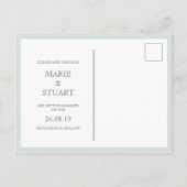 Pastelgroene Deco Trouwkaart 'Save the Date' Uitnodiging Briefkaart (Achterkant)