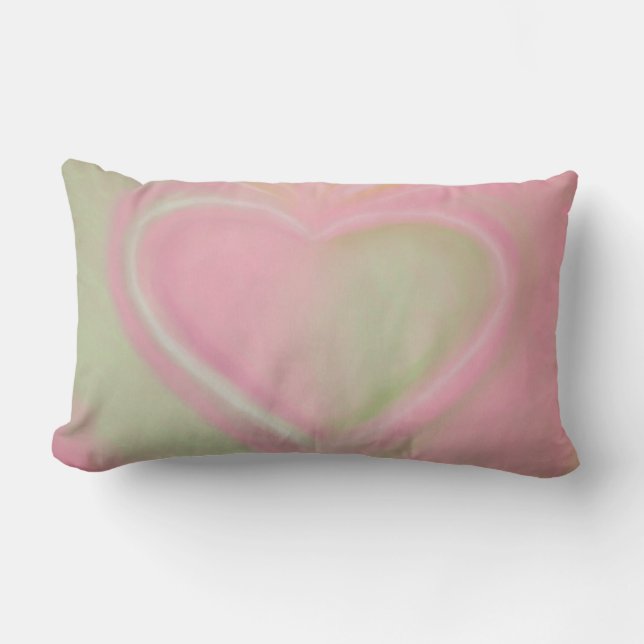 Pastelgroene en roze hartvormige sierkussen-small kussen (Voorkant)