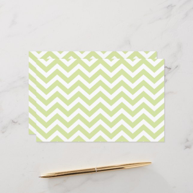 Pastelgroene en witte Chevron-huwelijkskaartkarton (Voorkant / Achterkant in situ)