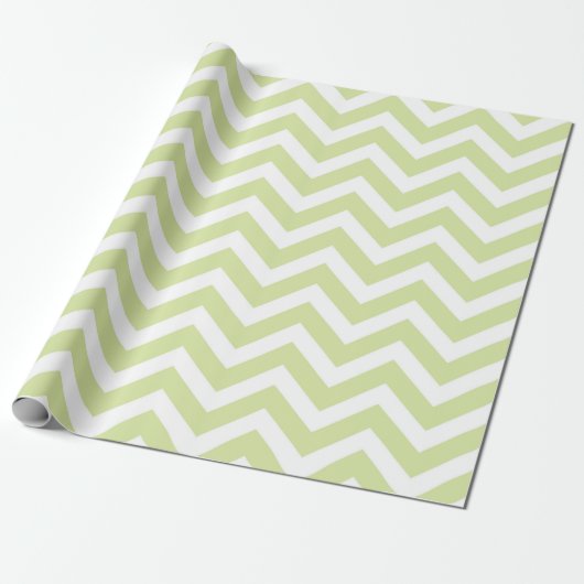 Pastelgroene en witte Chevron-huwelijksverjaardag Cadeaupapier (Uitgerold)