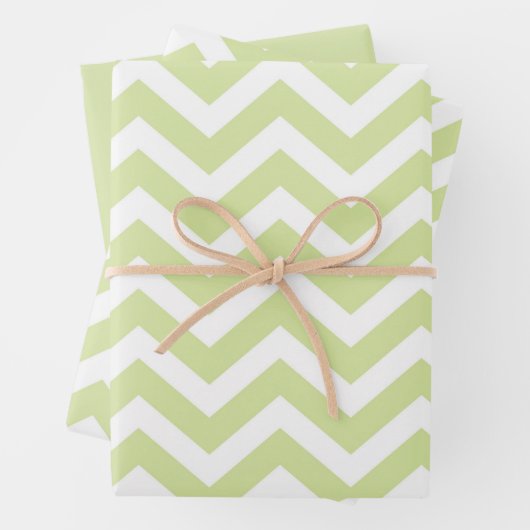 Pastelgroene en witte Chevron-huwelijksverjaardag Inpakpapier Vel (In situ)