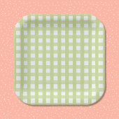 Pastelgroene Gingham geruite patroon papieren bord