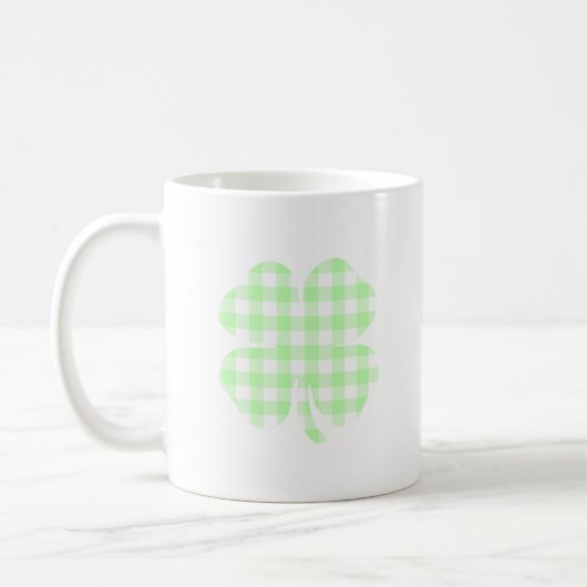 Pastelgroene Gingham Klaver Koffiemok (Links)