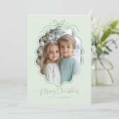 Pastelgroene golvende retrofoto feestdagenkaart (Staand voorkant)