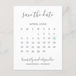 Pastelgroene Hart Kalender Moderne Schederekening Aankondigingskaart