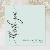 Pastelgroene kalligrafie script bruiloft bedankkaart