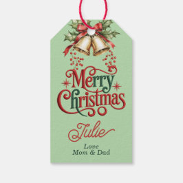Pastelgroene Kerstcadeau-etiketjes Cadeaulabel