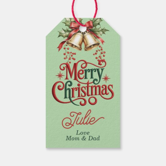 Pastelgroene Kerstcadeau-etiketjes Cadeaulabel (Achterkant)