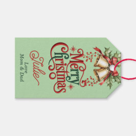 Pastelgroene Kerstcadeau-etiketjes Cadeaulabel