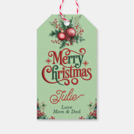 Pastelgroene Kerstcadeau-etiketten Cadeaulabel