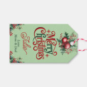 Pastelgroene Kerstcadeau-etiketten Cadeaulabel (Voorkant (Horizontaal))