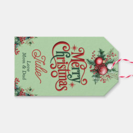 Pastelgroene Kerstcadeau-etiketten Cadeaulabel
