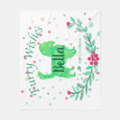 Pastelgroene Kerstmis - Cavalier Aangepaste Naam Fleece Deken (Voorkant)
