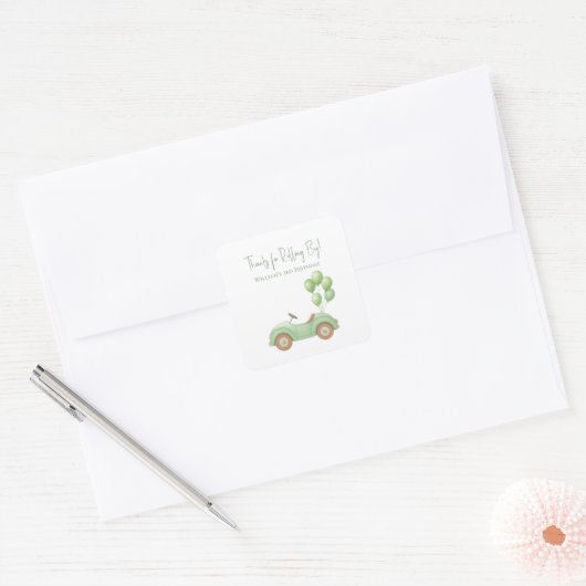 Pastelgroene kinderwagen & ballon sticker (Envelop)