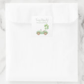 Pastelgroene kinderwagen- en ballonsticker vierkante sticker (Tas)