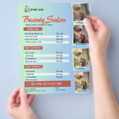 Pastelgroene luchtblauwe salonprijzenlijst flyer (Hand)