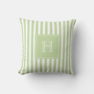 Pastelgroene Monogram Streep Preppy & Chic Lente  Kussen