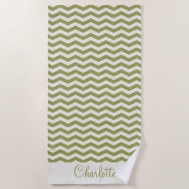 Pastelgroene naam zig zag streep geometrisch strandlaken