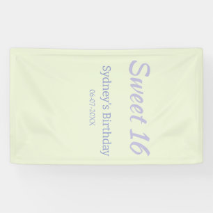 Pastelgroene paarse zoete 16e verjaardag naam vet spandoek