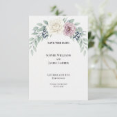 Pastelgroene Roze Bloemige Trouw Save the Date (Staand voorkant)
