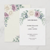 Pastelgroene Roze Bloemige Trouw Save the Date (Voorkant / Achterkant)
