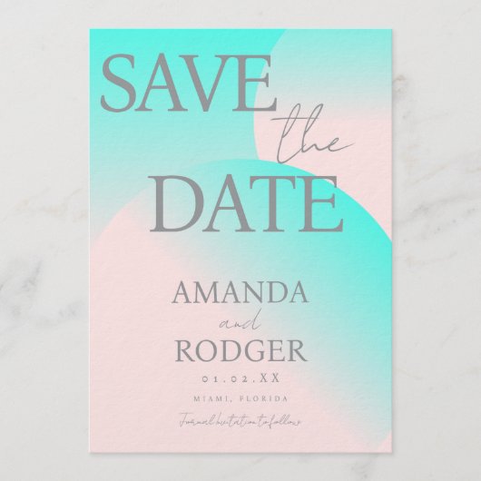 Pastelgroene roze geometrische Save the Date Kaart (Voorkant)