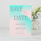 Pastelgroene roze geometrische Save the Date Kaart (Staand voorkant)