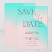 Pastelgroene roze geometrische Save the Date Kaart (Voorkant / Achterkant)