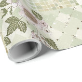 Pastelgroene Sering Dekbed Aardse Gingham Patchwor Cadeaupapier (Rol Hoek)