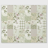 Pastelgroene Sering Dekbed Aardse Gingham Patchwor Cadeaupapier (Vlak)