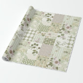 Pastelgroene Sering Dekbed Aardse Gingham Patchwor Cadeaupapier (Uitgerold)