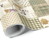 Pastelgroene Sering Dekbed Aardse Gingham Patchwor Cadeaupapier (Rol Hoek)