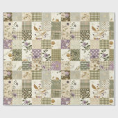 Pastelgroene Sering Dekbed Aardse Gingham Patchwor Cadeaupapier (Vlak)