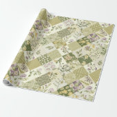 Pastelgroene Sering Dekbed Aardse Gingham Patchwor Cadeaupapier (Uitgerold)