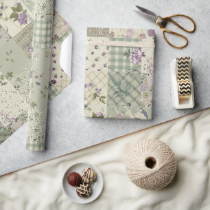 Pastelgroene Sering Dekbed Aardse Gingham Patchwor Cadeaupapier