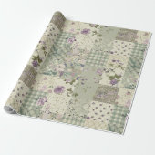Pastelgroene Sering Dekbed Aardse Gingham Patchwor Cadeaupapier (Uitgerold)