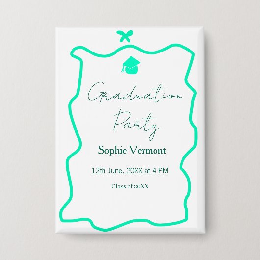 pastelgroene Spaanse rand boog afstudeerfeest  Button (Voorkant)