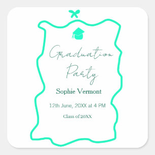 pastelgroene Spaanse rand boog afstudeerfeest  Vierkante Sticker
