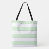 Pastelgroene strepen op elke kleur Custom Monogram Tote Bag (Achterkant)