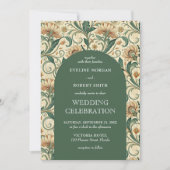  pastelgroene terracotta bloemenart nouveau kaart (Voorkant)