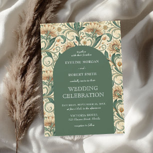  pastelgroene terracotta bloemenart nouveau kaart