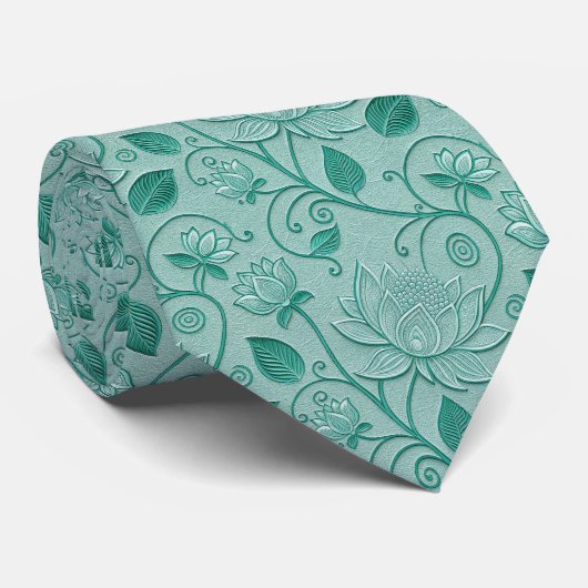 Pastelgroene tinten Lotus geëmailleerd uiterlijk Stropdas (Opgerold)