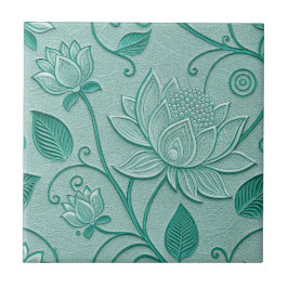 Pastelgroene tinten Lotus geëmailleerd uiterlijk Tegeltje