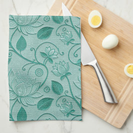Pastelgroene Tinten Lotus Reliëf Look Theedoek